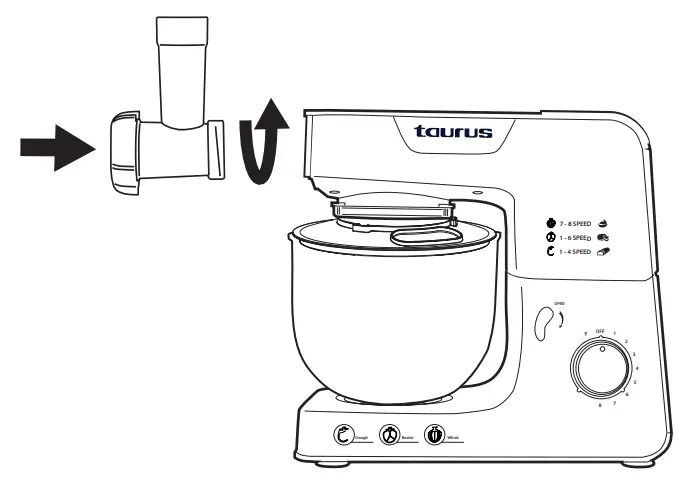 taurus 913600A Kitchen Machine with Jug Blender and Meat Mincer - assembly 15