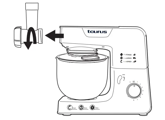 taurus 913600A Kitchen Machine with Jug Blender and Meat Mincer - assembly 17