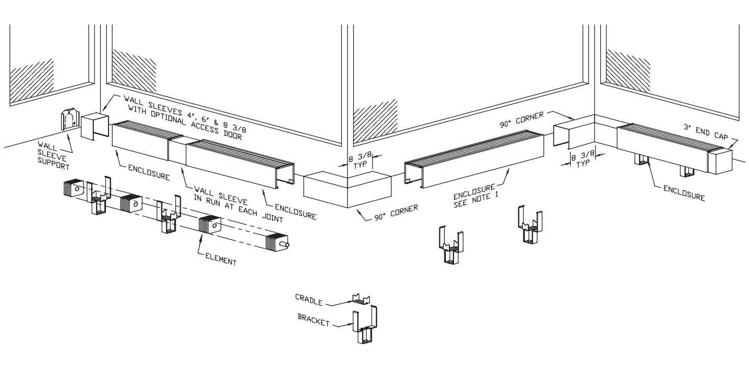 Vulcan RADIATOR V4-ARPM Commercial Finned Tube Radiation - Diagram