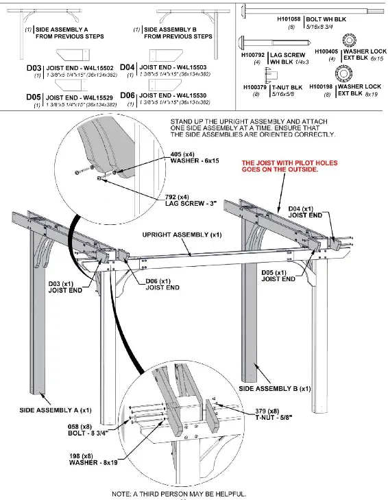 Backyard DISCOVERY 2101579COM Beaumont 20 ft x 12 ft Light Brown All Cedar Wooden Pergola - ASSEMBLY11