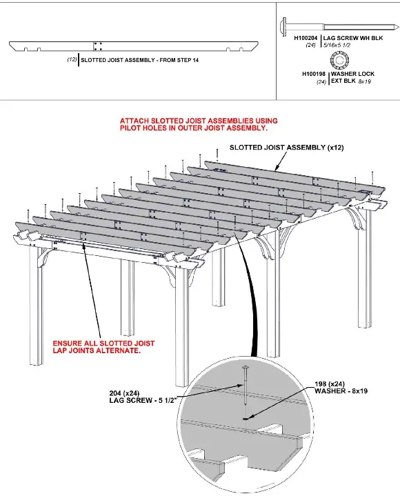 Backyard DISCOVERY 2101579COM Beaumont 20 ft x 12 ft Light Brown All Cedar Wooden Pergola - ASSEMBLY15