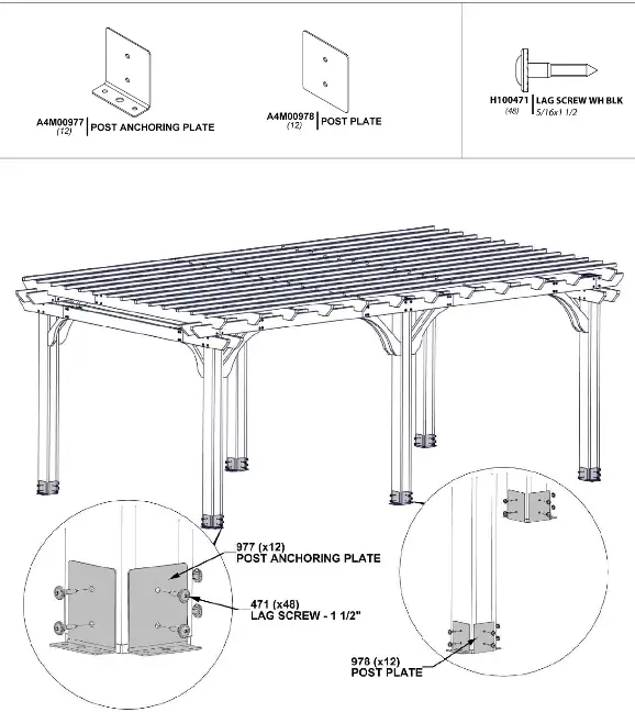 Backyard DISCOVERY 2101579COM Beaumont 20 ft x 12 ft Light Brown All Cedar Wooden Pergola - ASSEMBLY18