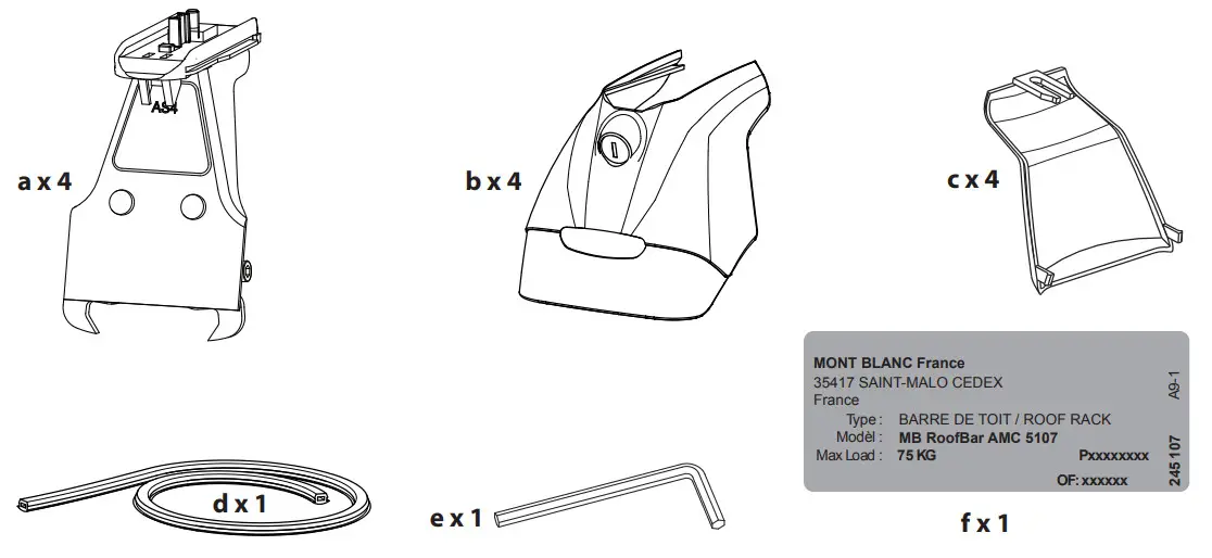 Mont Blanc 5107 MB Roofbars AMC Kit Fix Point Foot -