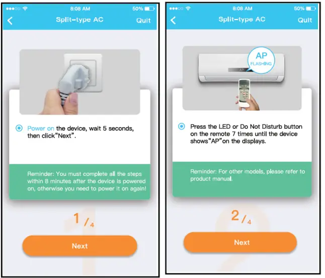 steps to enter “AP” mode.