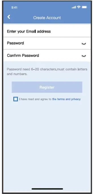 Email address and password