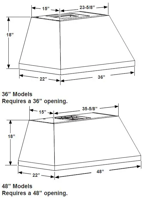 MONOGRAM ZVW1360 36 and 48 Inch Wall Hood Instruction Manual-fig-1
