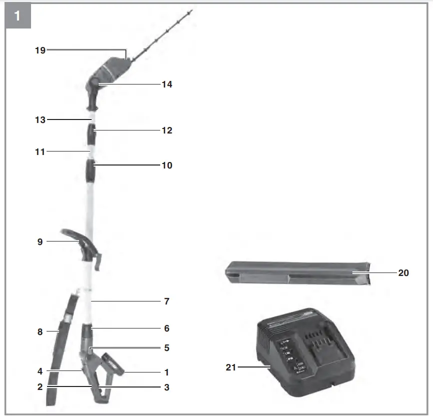 Einhell GE-HC 18 Cordless Telescopic Hedge Trimmer - Fig 1