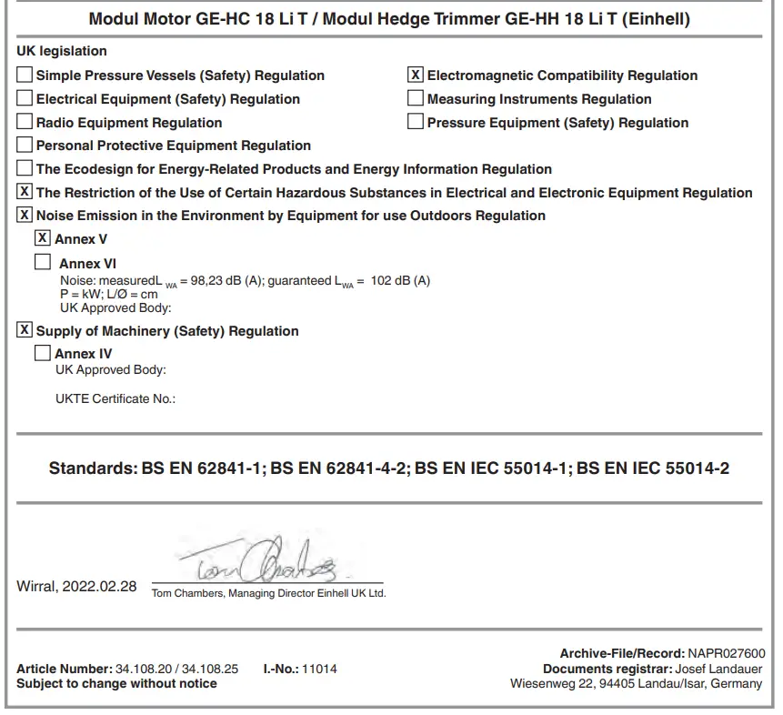 Einhell GE-HC 18 Cordless Telescopic Hedge Trimmer - symbol 3