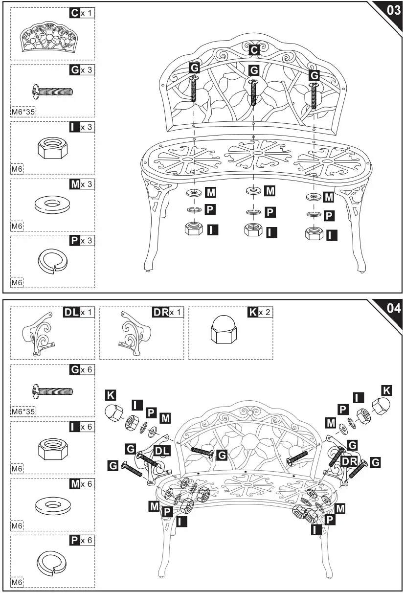 Outsunny 84B484 Cast Aluminum Garden Bench - fig 5