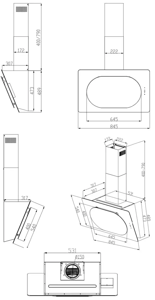 turbionaire LISA 60 85 Kitchen Cooker Hood - fig