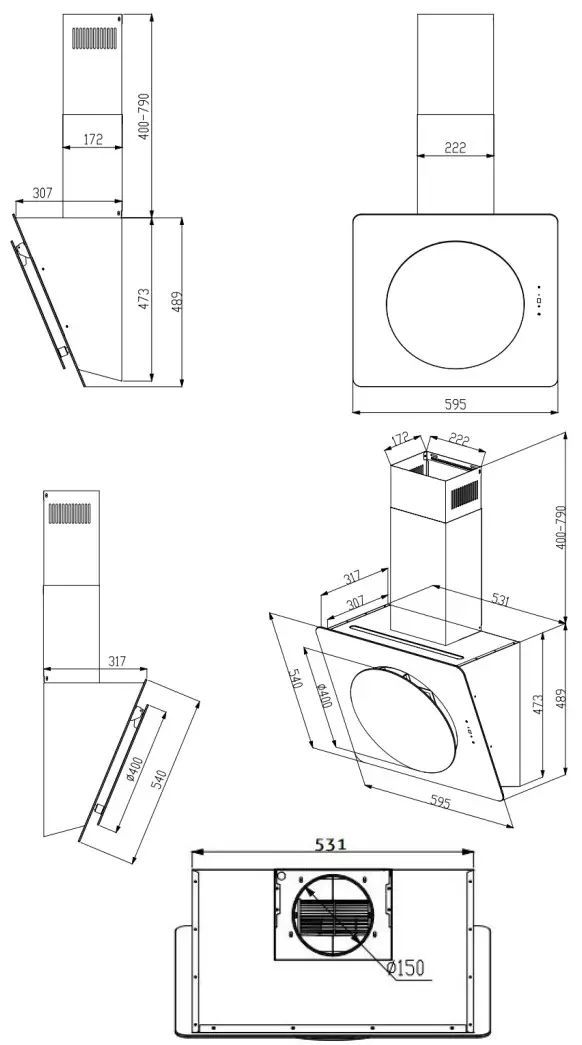 turbionaire LISA 60 85 Kitchen Cooker Hood