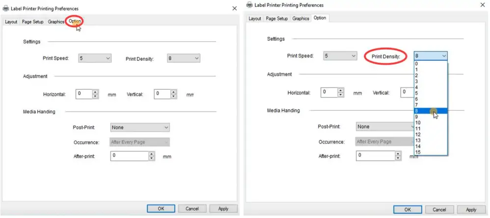Print density and speed