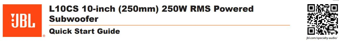 JBL L10CS Classic Series Subwoofer User Guide