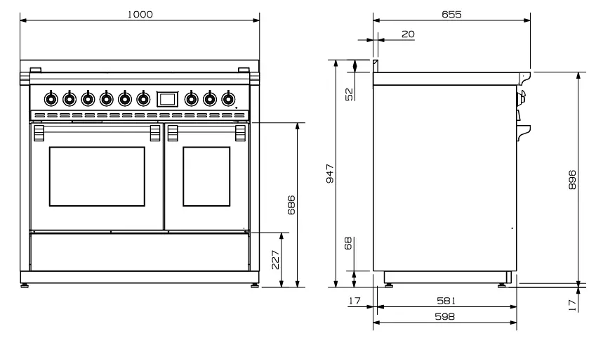 Steel-AQ10SF-5FI-CE-B-Ascot-100cm-Cooker-70ltr-Combisteam-Oven-and-39ltr-4-Function-Oven-FIG-1