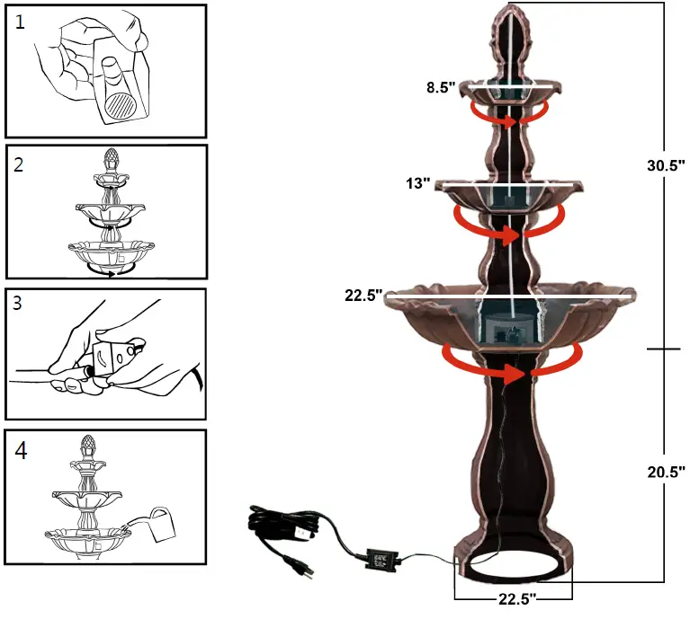 XBRAND-FT973615-51-Inch-H-Fiber-Resin-Beige-3-Tier-Freestanding-Waterfall-Fountain-fig-6