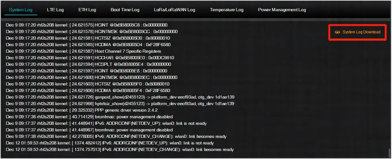 Bove Technology 1678086873 LoRaWAN Walrus OD Gateway - Download Log 2