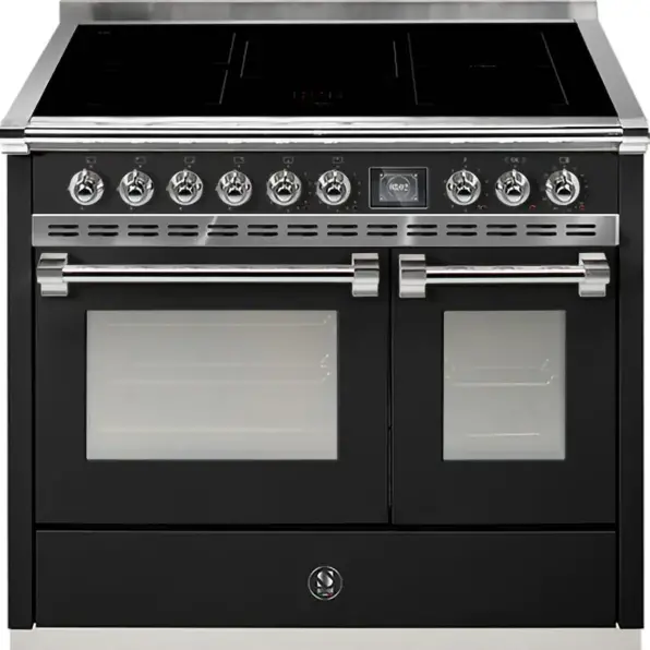 Steel-AQ10SF-5FI-BA-C-Ascot-100cm-Gloss-Black-with-Chrome-Trim-Induction-Freestanding-Cooker-product