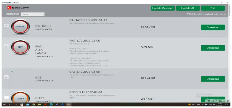 BC BossComm IF 745 OBD2 Car Scanner Software - vehicle