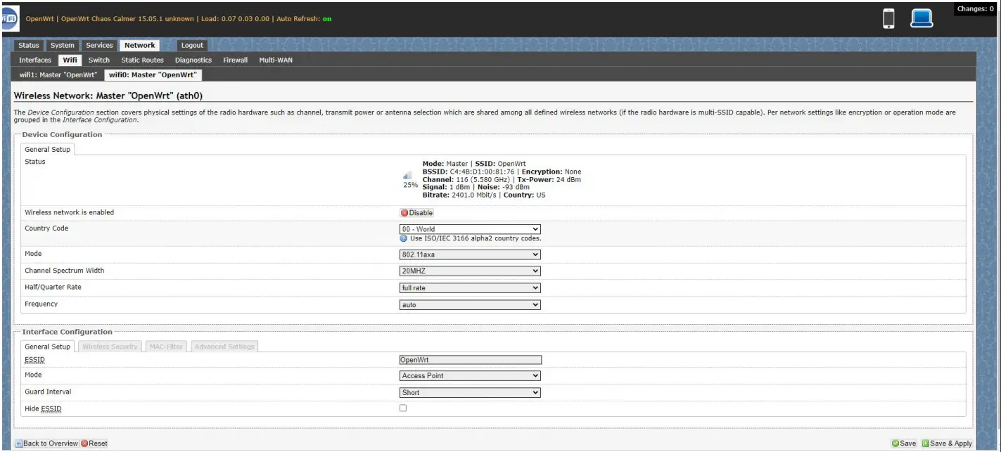 WALLYS DR8072 V01 Router Board - UI setting
