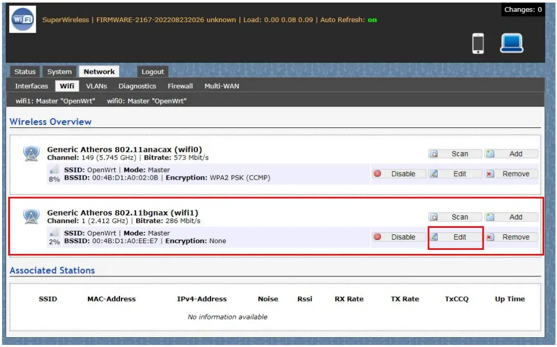 WALLYS DR8072 V01 Router Board - Wireless setting