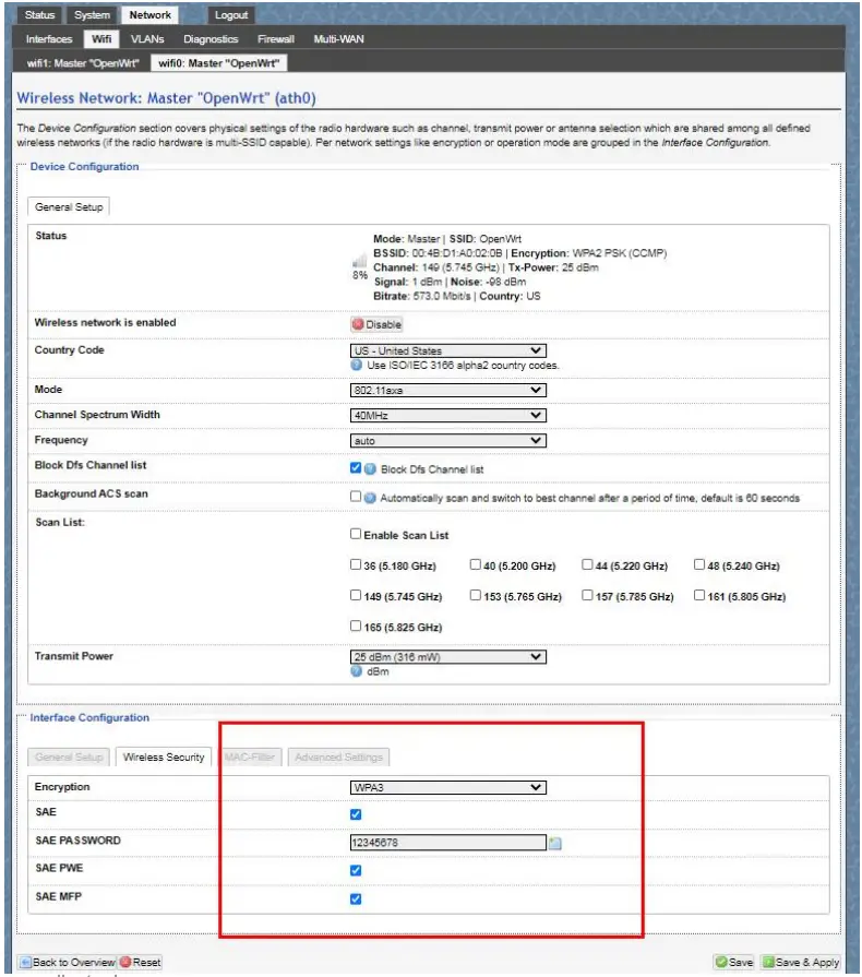 WALLYS DR8072 V01 Router Board - wireless encryption