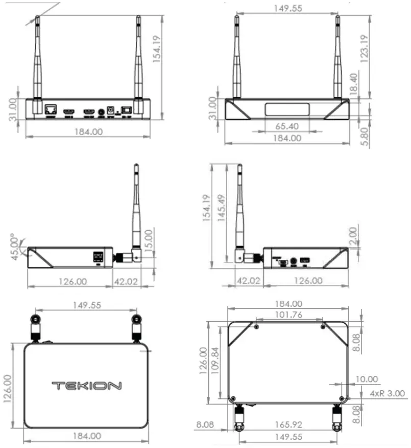 TEKION TDD1 Digital Displays Box - Dimensions