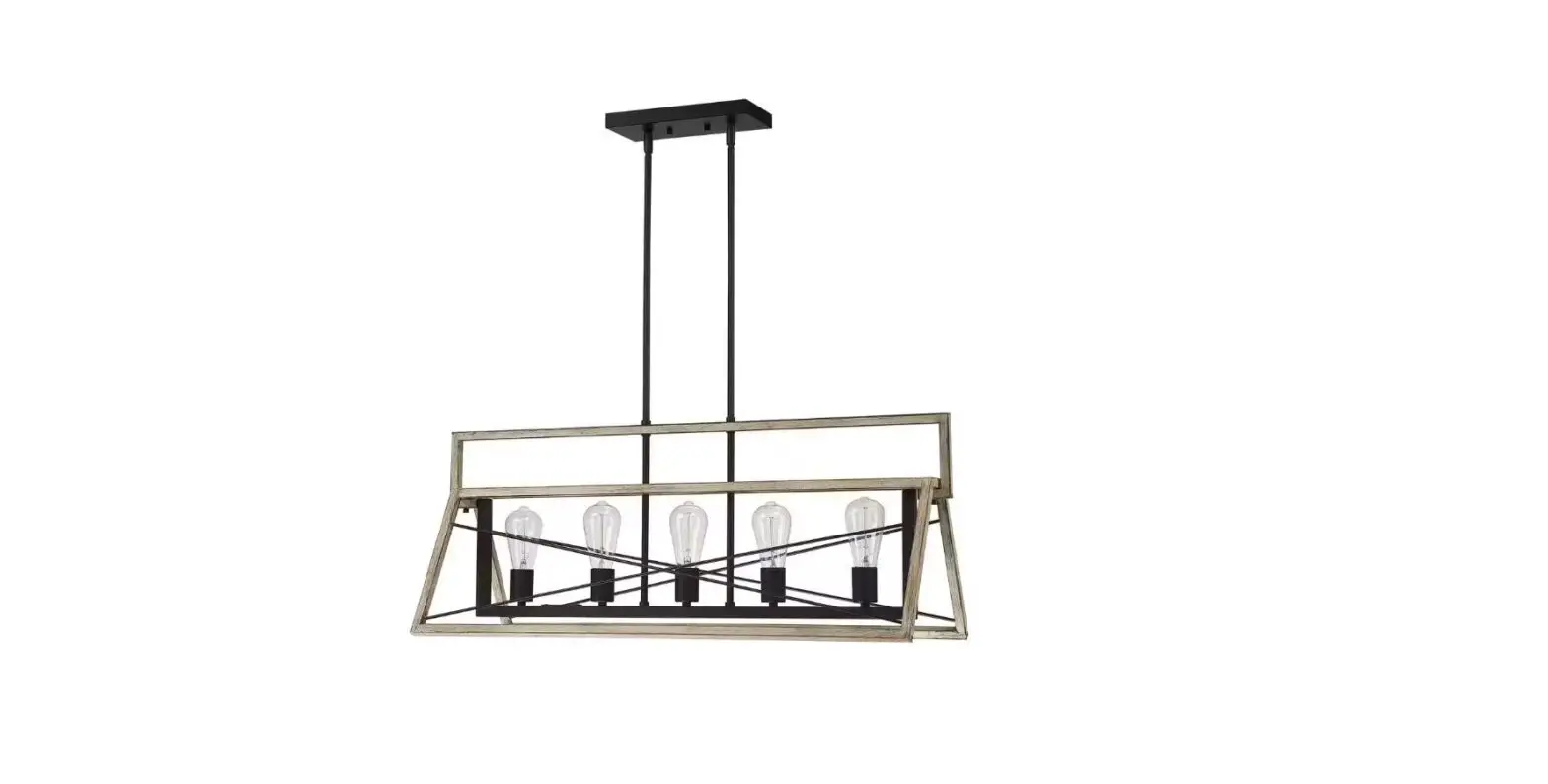 Hukoro Unbranded Youkain F50465-qc 5 Light Black Industrial Triangle Cage Chandelier Instruction Manual