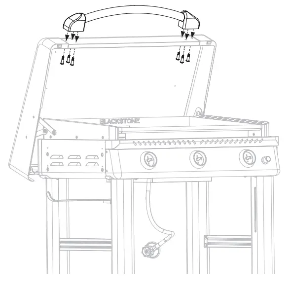 BLACKSTONE 2152 28 Inch XL Griddle with Hood and Adjustable Front Tray - handle