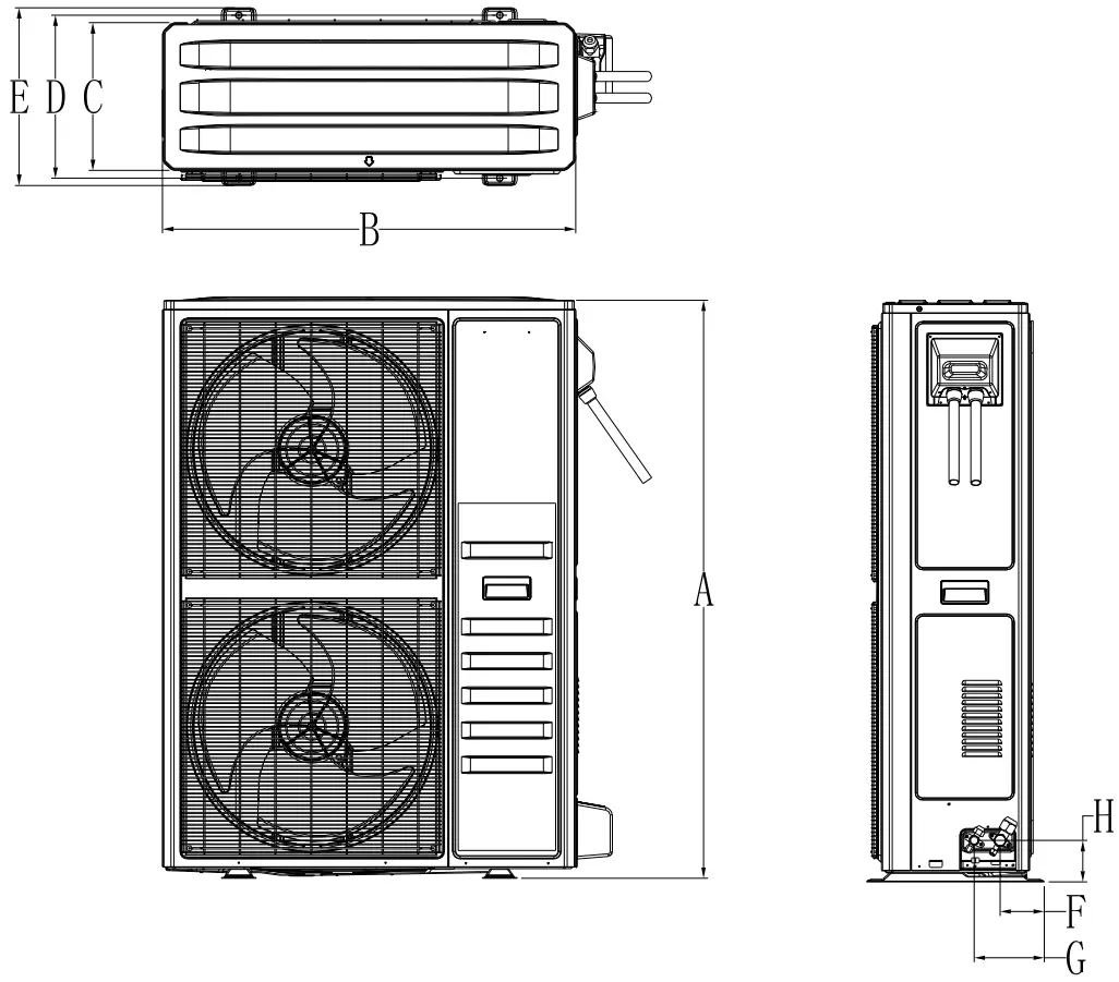 TRANE E4HL5048A1000A Split System Heat Pump - Outline Drawing