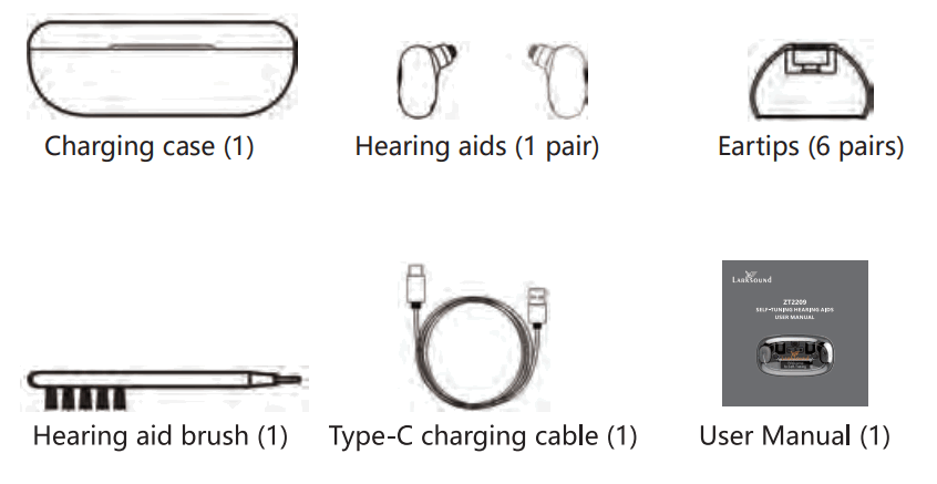 LARKSOUNd ZT2209 Self Tuning Hearing Aids - the box