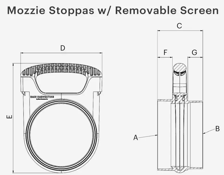 RAIN HARVESTING Mozzie Stoppas w Removable Screen - Figure 1
