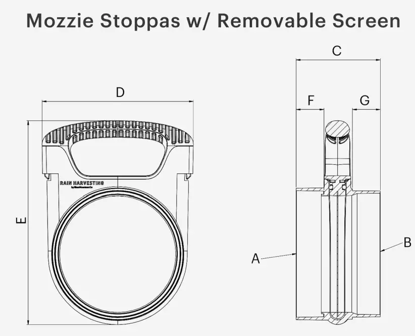 RAIN HARVESTING Mozzie Stoppas w Removable Screen - Figure