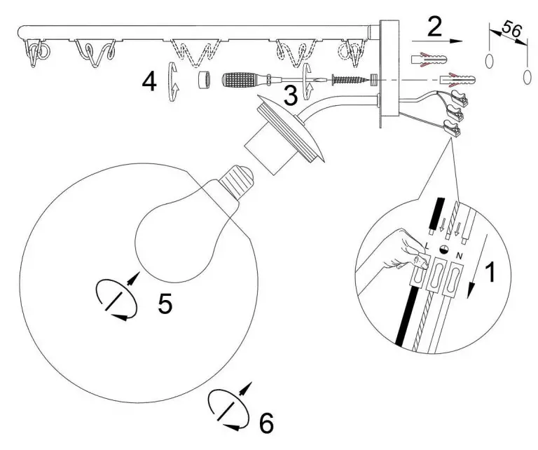 mantra 7242 Basketball Wall Lamp white - overview
