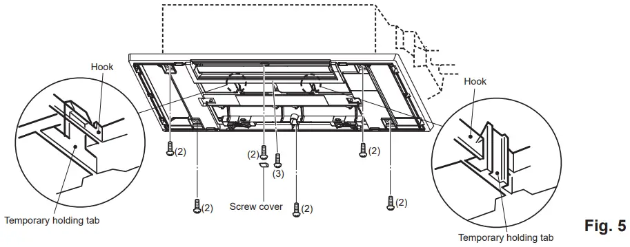 MITSUBISHI ELECTRIC MLP 448WU Room Air Conditioner Optional Grille - Grille installation 4