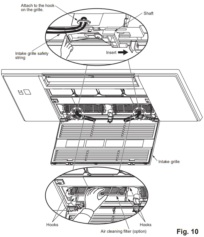MITSUBISHI ELECTRIC MLP 448WU Room Air Conditioner Optional Grille - Grille installation 9