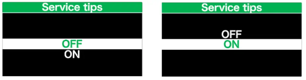 “Service” Turn on/off the Service indication