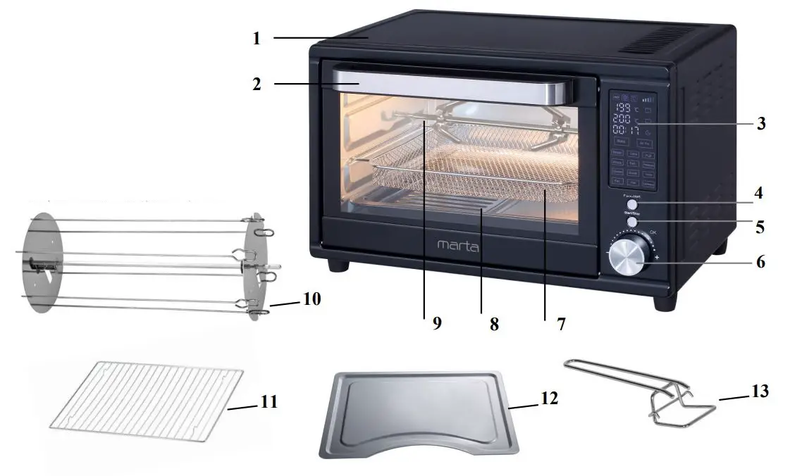 marta MT-EO4294B Electric Oven User Manual - Product Overview