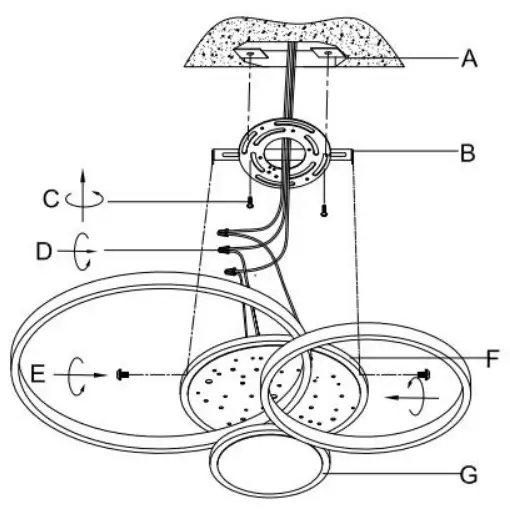 4MODERNHOME MX6507 4GD C 2 Light Gold Cluster Circle LED Semi Flush Mount - fig1