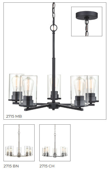 MILLENNIUM LIGHTING 2715-BN Verlana 5 Light Chandelier