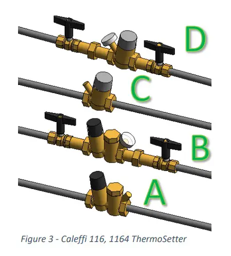 CALEFFI 116 Series ThermoSetter Thermal Balancing Valve - Caleffi