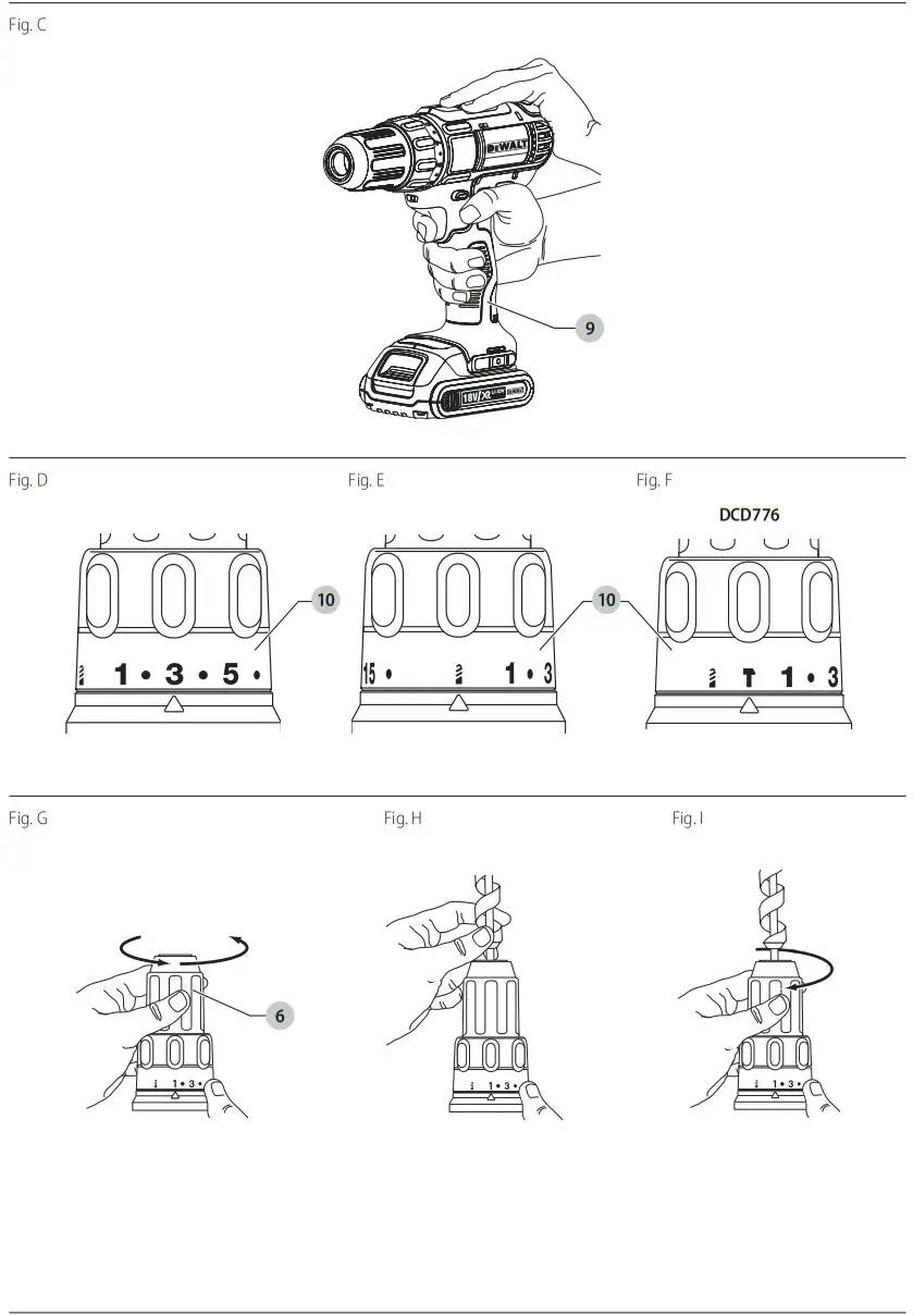 DEWALT DCD771 DCD776 Cordless Compact 13 mm Drill Driver Hammerdrill - fig