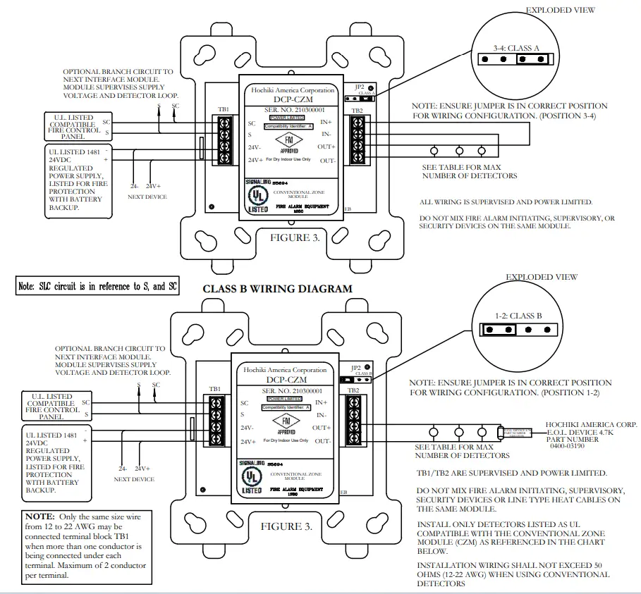 HOCHIKI DCP CZM Conventional Zone Module - DIAGRAM