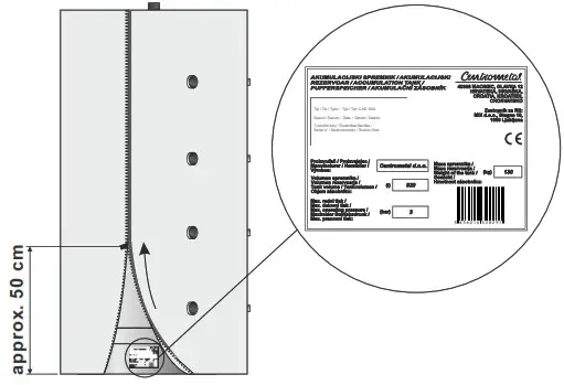 Centrometal CAS 303 Water Accumulation Tank - LABEL WITH BASIC INFORMATION ABOUT THE PRODUCT