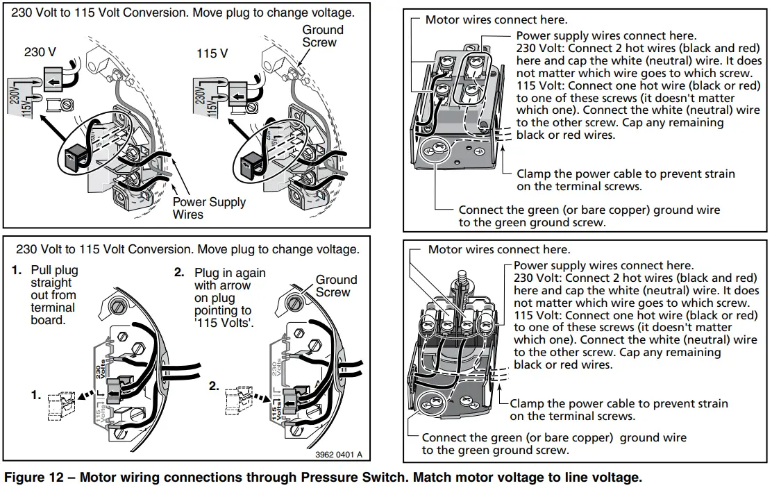 PENTAIR 3PL Convertible Jet Pumps - Motor wiring