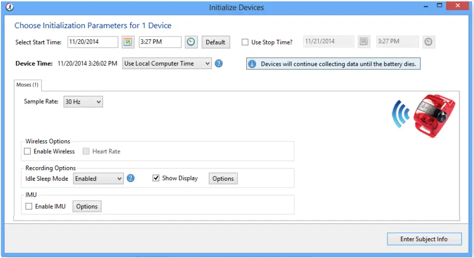 ActiGraph wGT3X BT Flagship Activity Monitor Wearable Device - submenu