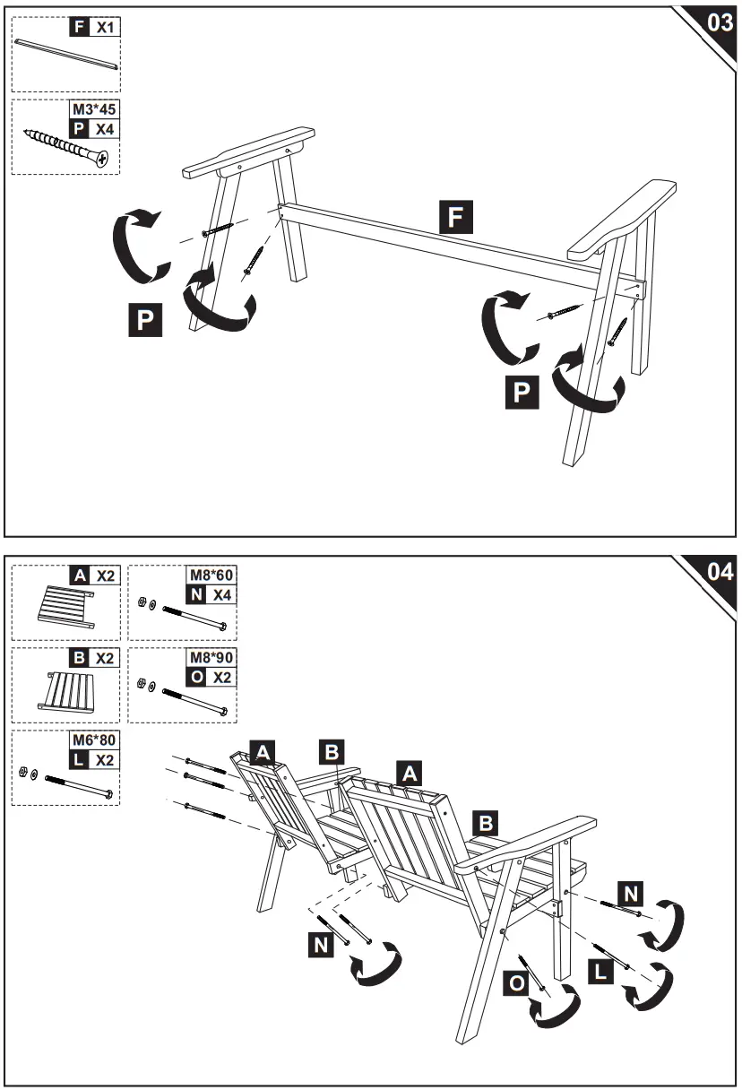 Outsunny 84B 394 84B 441 Outdoor Patio Wooden Double Chair Garden Bench - fig 6