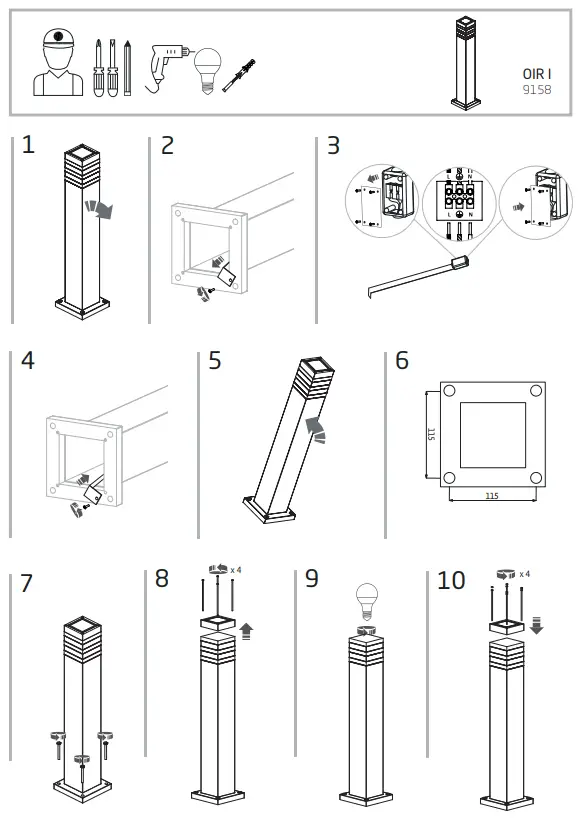 Nowodvorski OIR I 9158 Outdoor Standing Lamp -