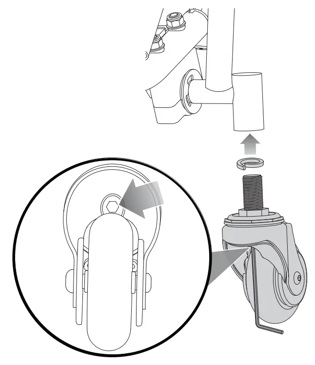 Attaching the Rear Caster Wheels