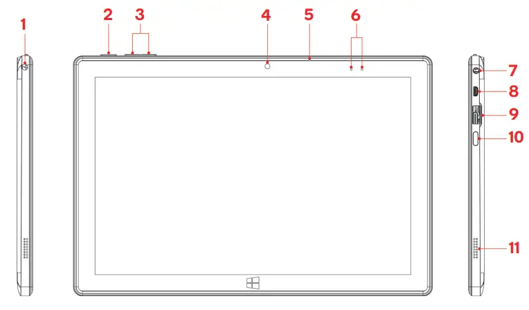 kogan KAL10D600PB ATLAS 10.1 Inch 2-IN-1 D600 Touchscreen Laptop - Front and side view