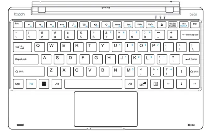kogan KAL10D600PB ATLAS 10.1 Inch 2-IN-1 D600 Touchscreen Laptop - Keyboard base
